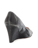 radiant sparkly wedge pump, black
