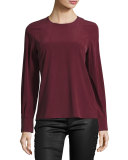 Long-Sleeve Silk Blouse, Wine