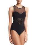 Rainforest High-Neck One-Piece Swimsuit, Black