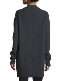 Ribbed Tie-Front Cardigan, Charcoal