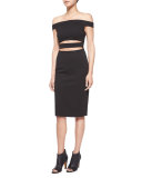 Off-The-Shoulder Cutout Dress, Black