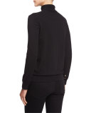 stretch jersey turtleneck sweater, black
