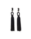 Long Swarovski® Crystal Loop Tassel Clip Earrings