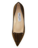 Allure Velvet Kitten-Heel Pump, Amber