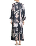 Layla Floral-Print Zip Caftan, Black