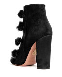Ulyana Mink-Trim 105mm Bootie, Black