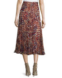 Silk Sunburst Flare Midi Skirt, Kennedy Metallic