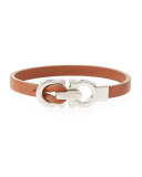 Gancini Leather Bracelet, Brown
