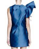 Sleeveless Structured-Ruffle Mini Dress, Pristine Blue