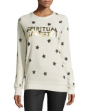 Metallic Varsity Star-Print Sweatshirt, Cement