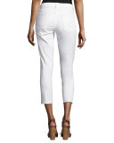 Mila Patchwork Mid-Rise Slim Girlfriend Jeans, White