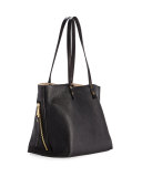 Dilan East-West Leather Tote Bag, Black