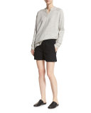 High-Waist Stretch-Cotton Shorts