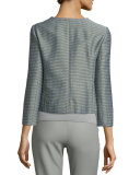 Tweed Bracelet-Sleeve Jacket, Green/Multi