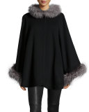 Fur-Collar Wool-Cashmere Cape