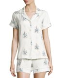Cocktails In Paris Printed Short Pajama Set