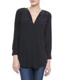 Marlo Two-Pocket Blouse, Caviar