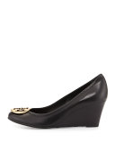 Sally Logo Wedge Pump, Black