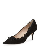 Phoenix Scalloped Suede Pump, Black