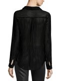 Linara Burnout Velvet Shirt, Black