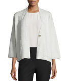 3/4-Sleeve Grid Kimono Jacket 