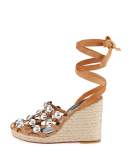 Taylor Clay Suede Wrap Wedge Sandal, Taupe