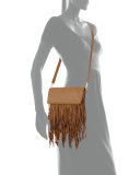 Andrew Fold-Over Fringe Clutch Bag, Camel