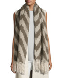 Fisher Project Chevron Cashmere Wrap w/ Fringe 