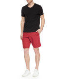 Bedford Cord Cotton Shorts, Red