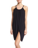 Draped-Front Sleeveless Coverup Dress