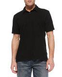 Sueded Jersey Polo Shirt, Black 