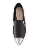 Metallic Cap-Toe Skate Sneaker, Black (Nero)