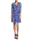 Irina Python-Print Combo Wrap Dress