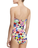 Drop-Print One-Piece Bandeau Swimsuit