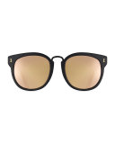 Sardinia Mirrored Square Sunglasses, Black