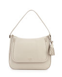 orchard st. treana leather shoulder bag, crisp linen