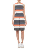 Striped Sleeveless Shift Dress, Orange Pattern
