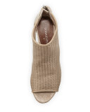 Jace Perforated Wedge Sandal, Beige