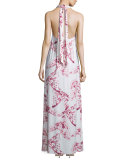 Renee Halter Butterfly-Print Long Dress, Plus Size 