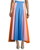 Flowy Colorblock Poplin Midi Skirt, Multi