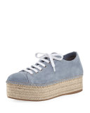 Suede Platform Espadrille Sneaker, Light Blue