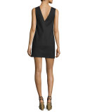 Sleeveless Lace-Up Shift Dress, Black