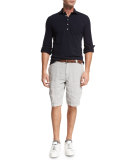 Linen Cargo Shorts, Light Gray