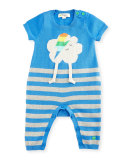 Ziggy Flash Cloud Intarsia Striped Playsuit, Blue, Size 0-6 Months