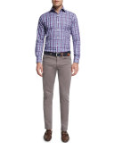 Five-Pocket Stretch Sateen Pants, Granite