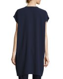 Short Sleeve Crinkle Crepe Tunic