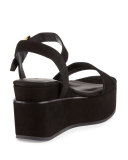Angie Nubuck Wedge Sandal, Black