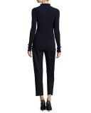Blake Straight-Leg Ankle Pants, Navy