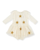 Misty Star-Patch Tulle Dress w/ Bloomers, Cream, Size 9-24 Months