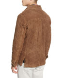 Quilted Suede Shirt Jacket, Tan